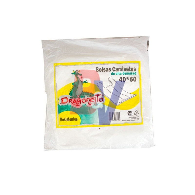 Bolsa camiseta Dragoncito. AD blanco opaco x80 40x50..
