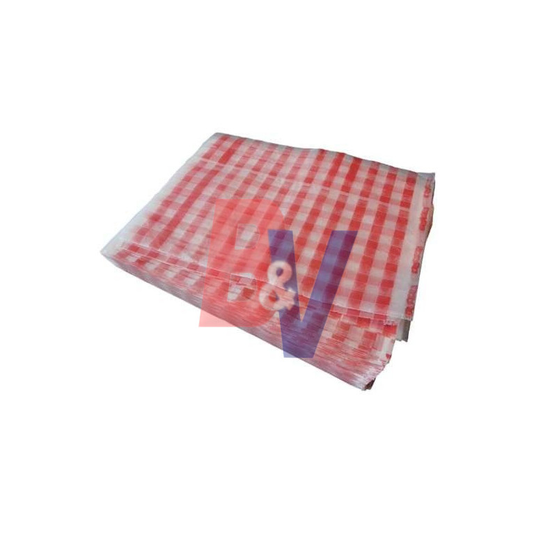 Papel parafinado hamburguesas cuadrillé rojo.. 30cmx40cmx250unid..