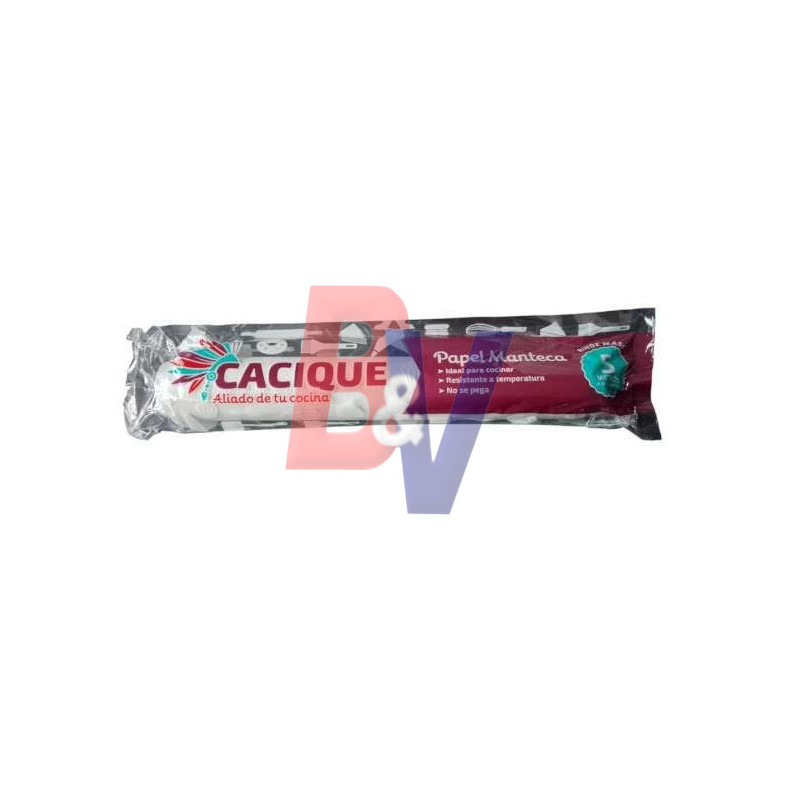 Rollo papel manteca CACIQUE. Antiadherente 28cm X 5mts..
