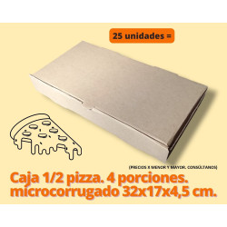 Caja 1/2 pizza. 4 porciones...