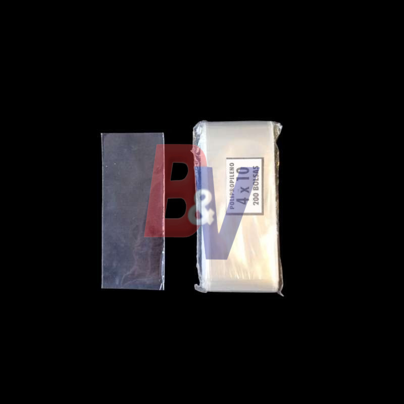 Bolsa polipropileno. Cristal transparente celofan. 4x10x200.