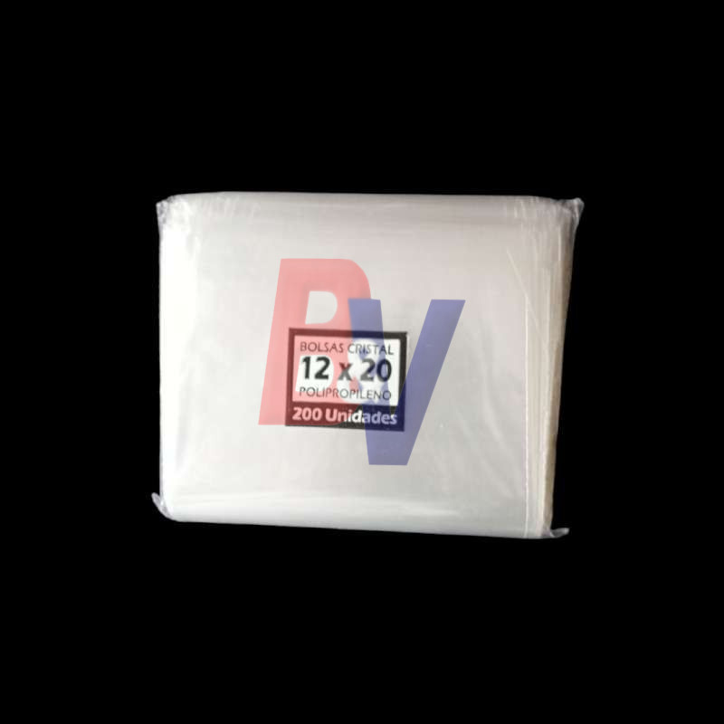 Bolsa polipropileno. Cristal transparente celofan. 12x20x200.