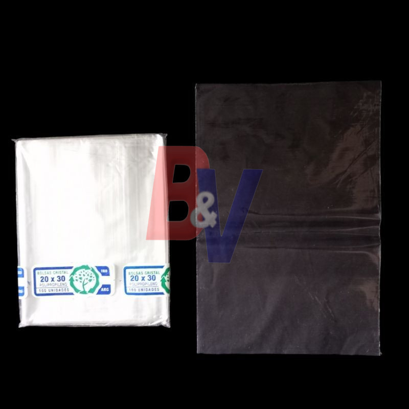 Bolsa polipropileno. Cristal transparente GRANDES. 20x30x100.