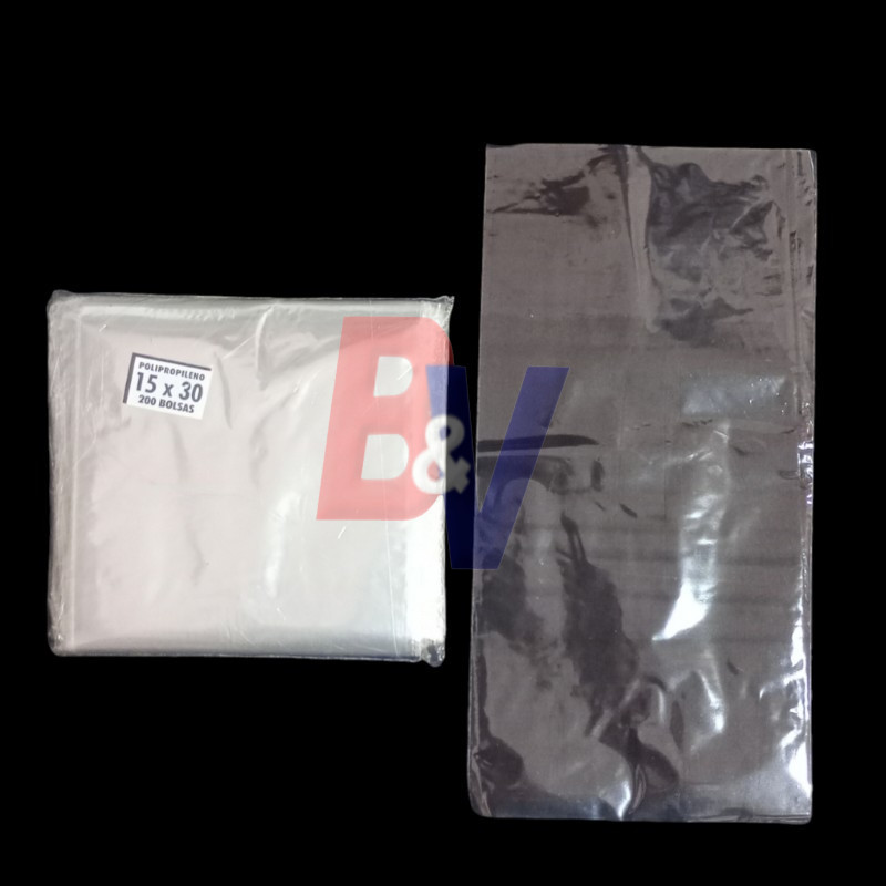 Bolsa polipropileno. Cristal transparente celofan. 15x30x200.