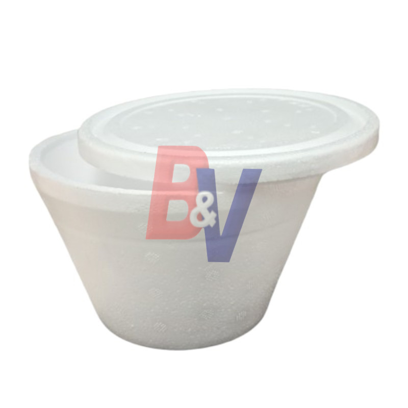 Pote telgopor para helado. Descartable de 1kg con tapa. X10U.