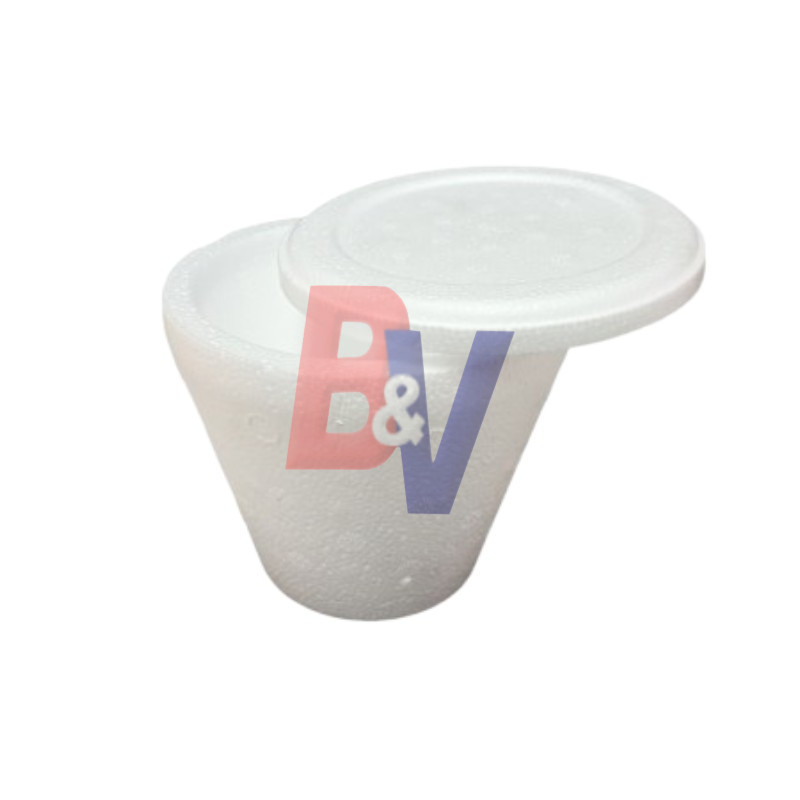 Pote telgopor para helado. Descartable de 1/4kg con tapa. X10U.