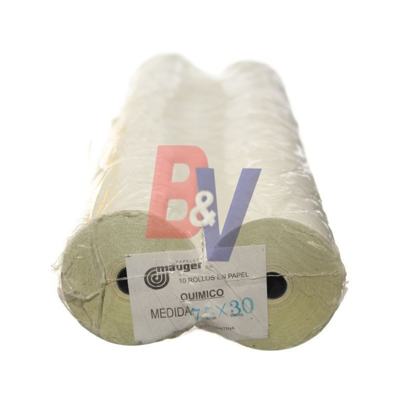 Rollos para impresor Mauger. Pack 10 rollos. Químico 75mmx30mts.