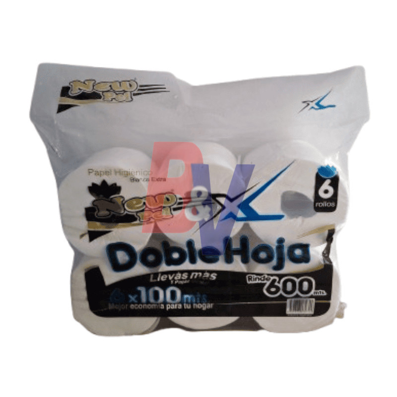 Papel Higienico XL Newpel. 6 rollosx100mts. Doble hoja.