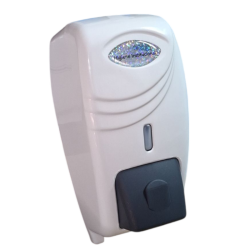Dispenser para jabón líquido. Indicador, llave, pulsador..