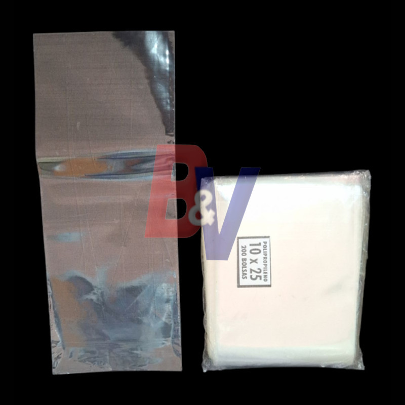 Bolsa polipropileno.. Cristal transparente celofan.. 10x25x200.