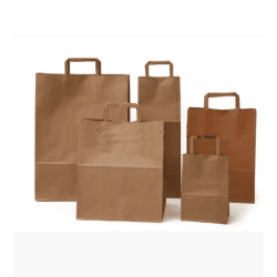 Bolsas de papel madera kraft marrón con manija de 22x10x30x10U...