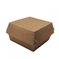 Caja 1 hamburguesa kraft marrón descartable delivery tapa.. X25U.