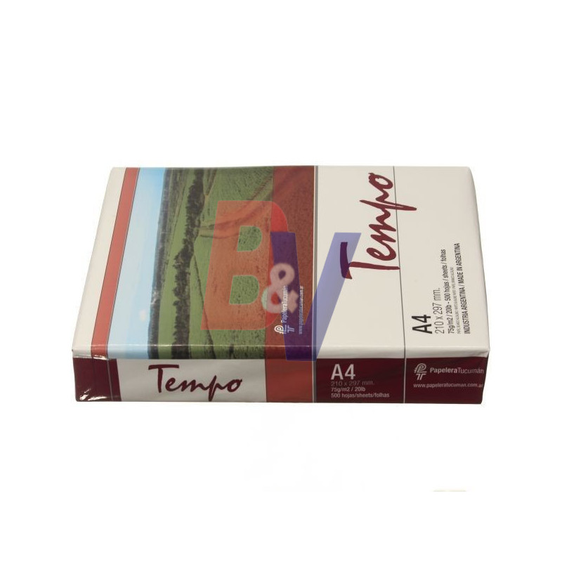 Resma de papel Tempo. 500 hojas. Tempo A4 75g.