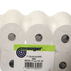 Rollos para impresor. Pack 10 rollos. Obra 57mmx30mts.
