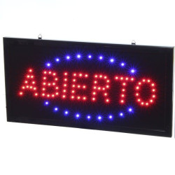 Cartel LED Videomax. de ABIERTO p/comercios. ADBO-5.