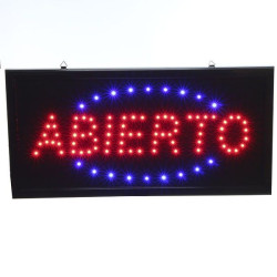 Cartel LED Videomax. de ABIERTO p/comercios. ADBO-5.
