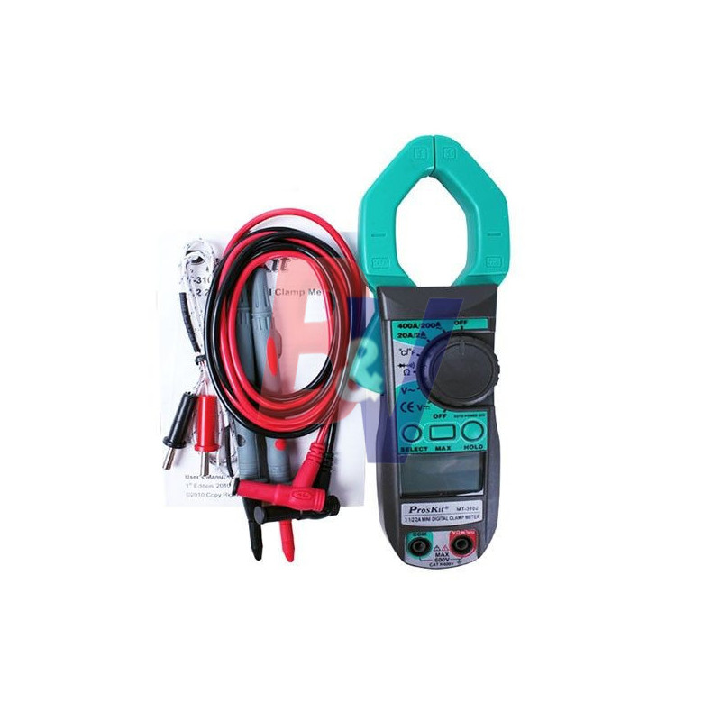 Pinza amperometrica dig Pro´sKit. Volt-ohm-Temp. Funda. MT-3102.