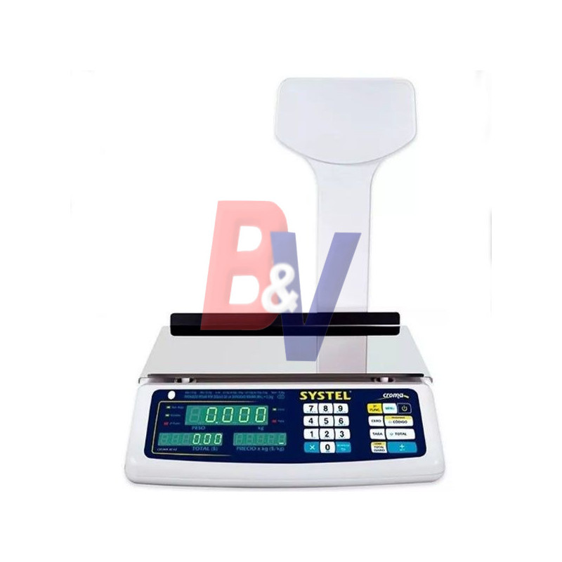 Balanza Croma Systel. 31 Kgs, bateria, plato alto. D31681.