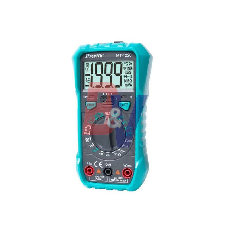 Tester multimetro digital Pro´sKit. DC, AC, OHM, DIODE. MT-1220.