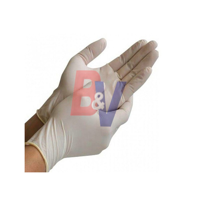 Guantes de látex natural aprob.ANMAT. Pack 100 unid.. Talle L.